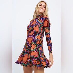 FARM Rio Multicolor Heart Mini Dress